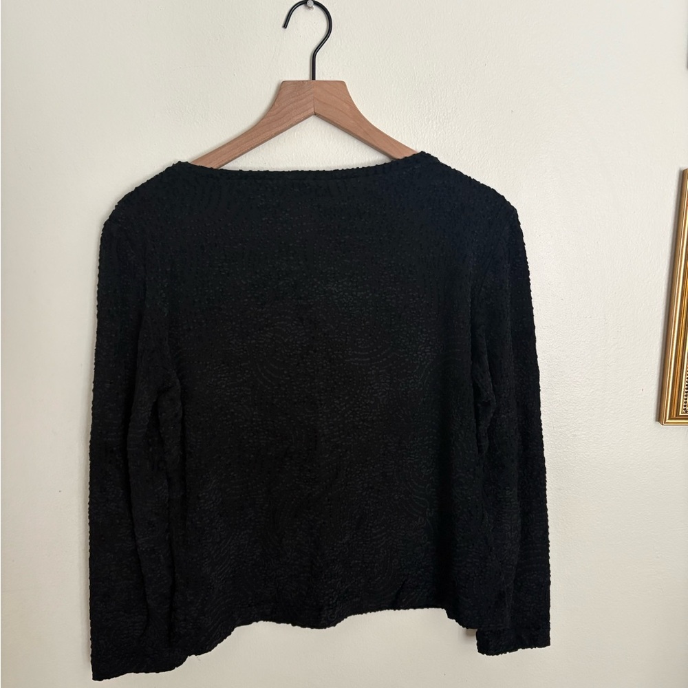 MaxMara Black Long Sleeve Top Italy Velvet Texture Elegant Chic Women XL EUC AD - Picture 6 of 7